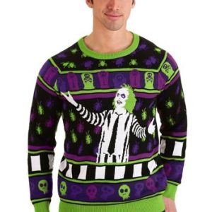 Beetlejuice It’s Showtime! Adult Ugly Halloween Sweater