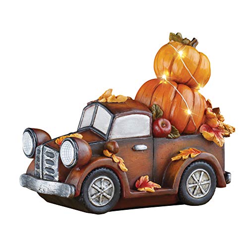 Lighted Truck with Pumpkins Hand Painted Décor