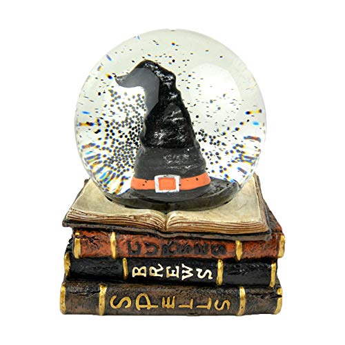 Halloween Witch Hat and Spells Books Snow Globe