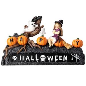 Happy Halloween Figurine Witch And Ghost