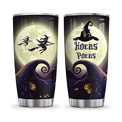 64HYDRO 20oz Hocus Pocus Witch Crew Nightmare Halloween Boo Ghost Scary Pumpkin Trick Or Treat Halloween Tumbler Cup with Lid, Double Wall Vacuum Thermos Insulated Travel Coffee Mug - DNGB2806007Z