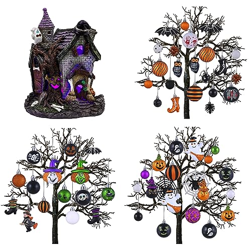 Valery Madelyn Halloween Decorations Value Bundle (4 Sets) Halloween Haunted Church Statue & Ball Ornaments, Artificial Décor for Home, DIY Party Supplies for Indoor Outdoor Holiday Decorations